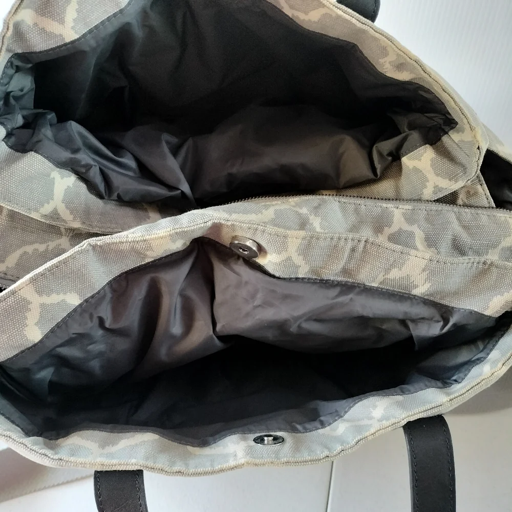 Pottery Barn Kids Gray Ikat Baby Diaper Bag Tote Travel Removable Strap